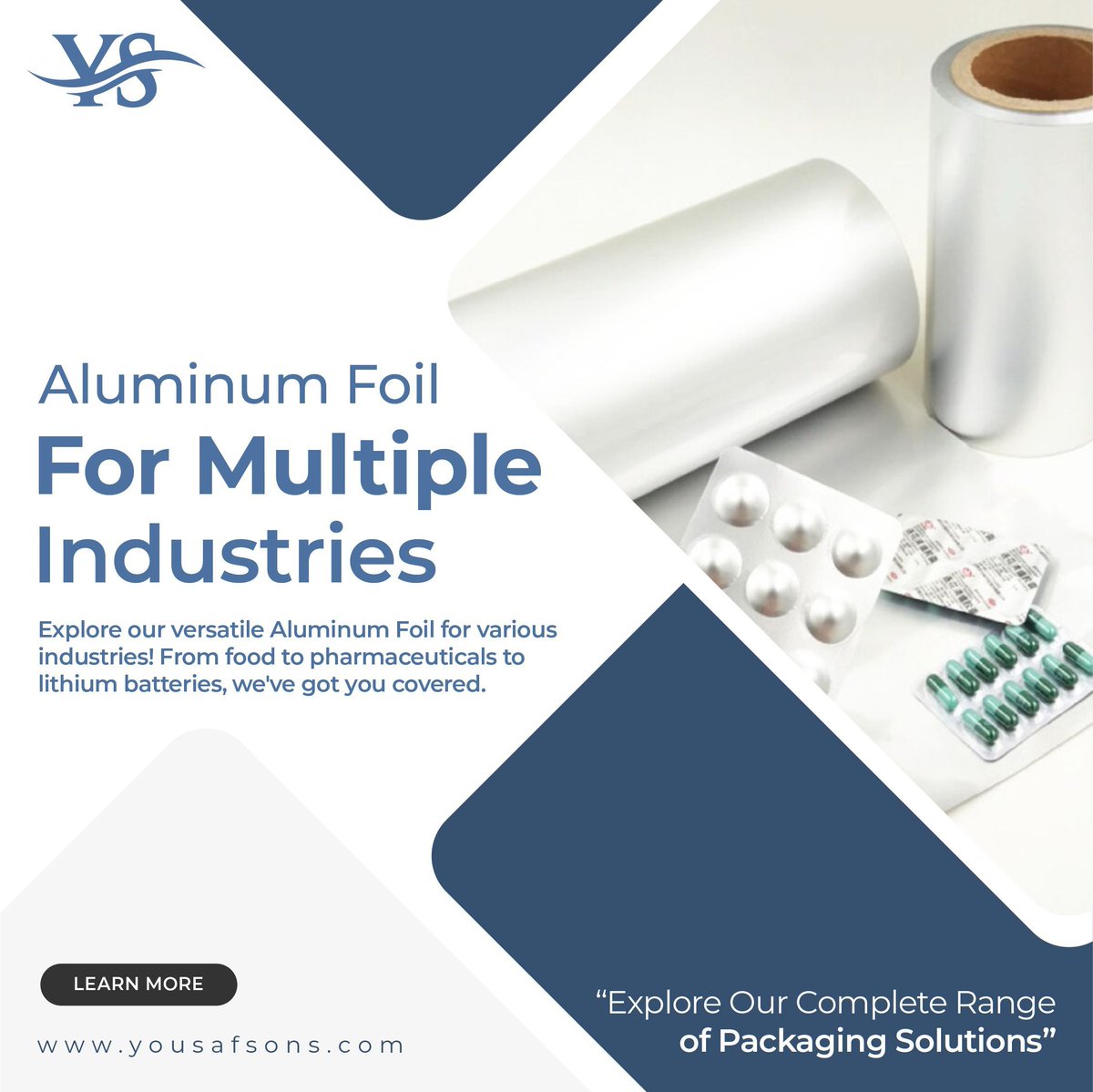 Explore our versatile Aluminum Foil for various industries! 🌟 From food to pharmaceuticals to lithium batteries, we've got you covered. #AluminumFoil #PackagingMaterials #FoodIndustry #LithiumBatteries #VersatilePackaging #IndustrySolutions #QualityProducts #YousafSons