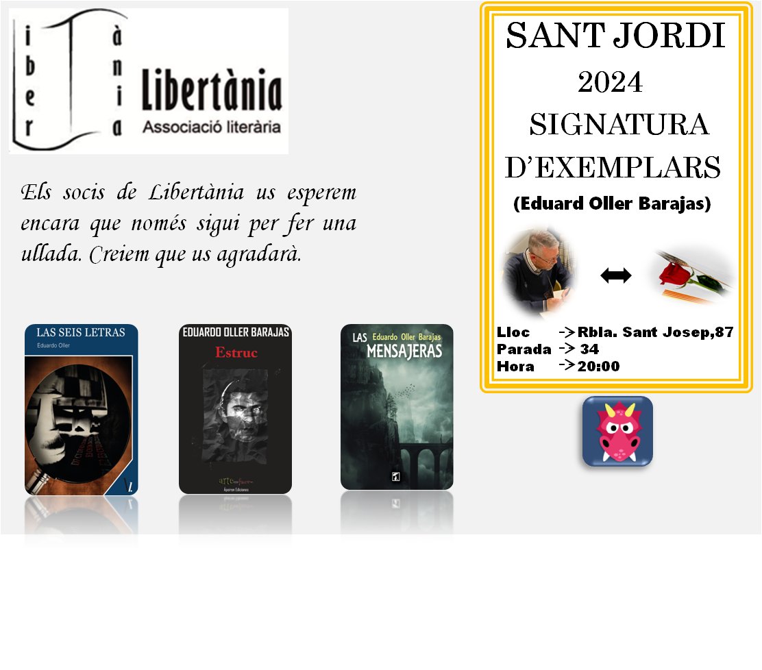 BarajasOller's tweet photo. Para todos aquellos que podáis estar interesados, adjunto mi periplo previsto para el día de Sant Jordi. Si finalmente hubiese algún cambio os lo haría saber a la mayor brevedad posible. Un saludo. https://t.co/AAkvi2mqlC