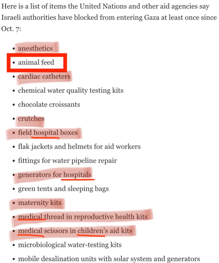 israel is literally depriving palestine of everything. they can't eat or even get basic medical attention. they're trying to murder them all