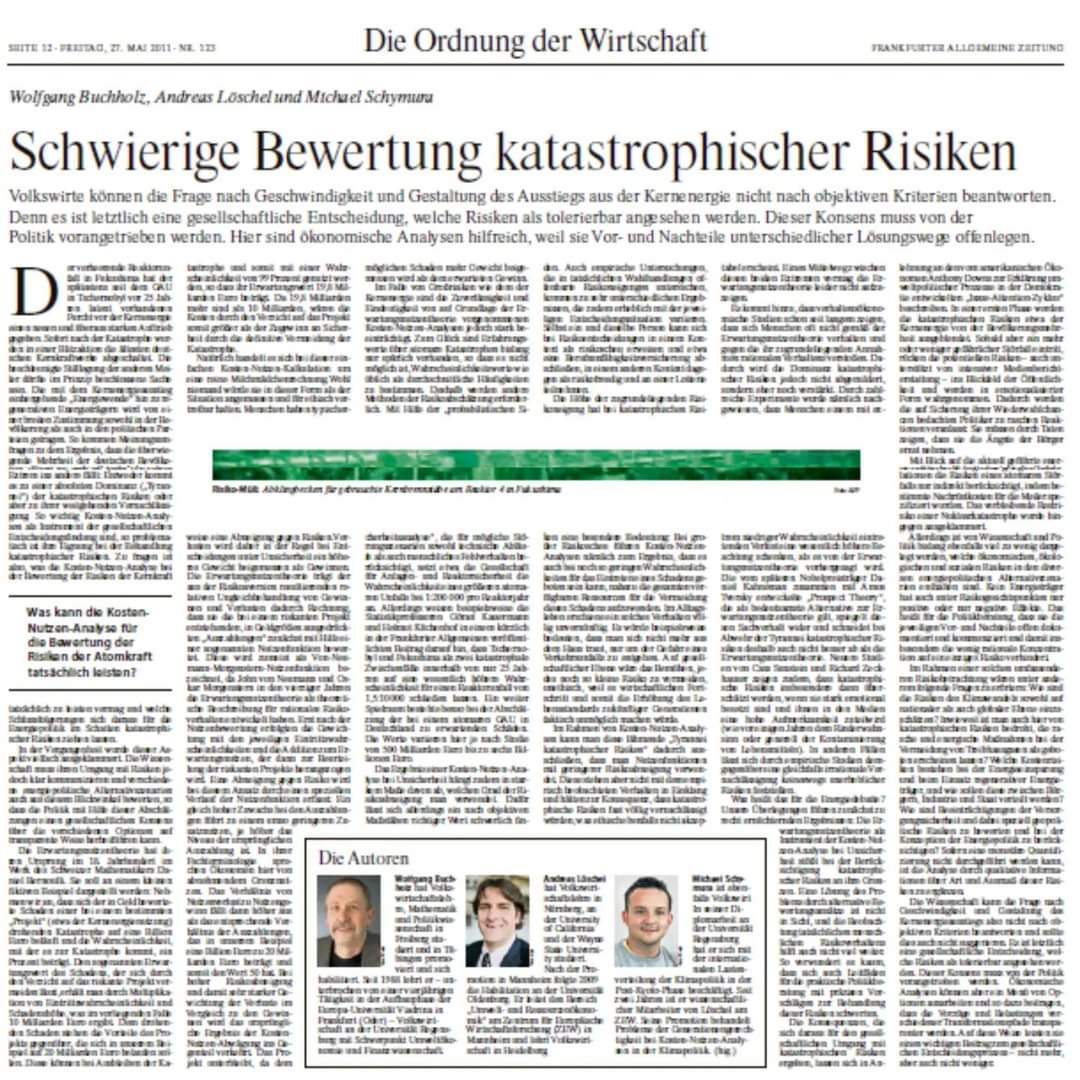 Ein Jahr nach dem Atom-Aus ein Verweis auf unseren Text von 2011 in der @faznet: Kernenergieausstieg ist nicht nach objektiven Kriterien klärbar. Abwägungen und Tolerierung von Risiken ist letztlich gesellschaftliche Entscheidung.