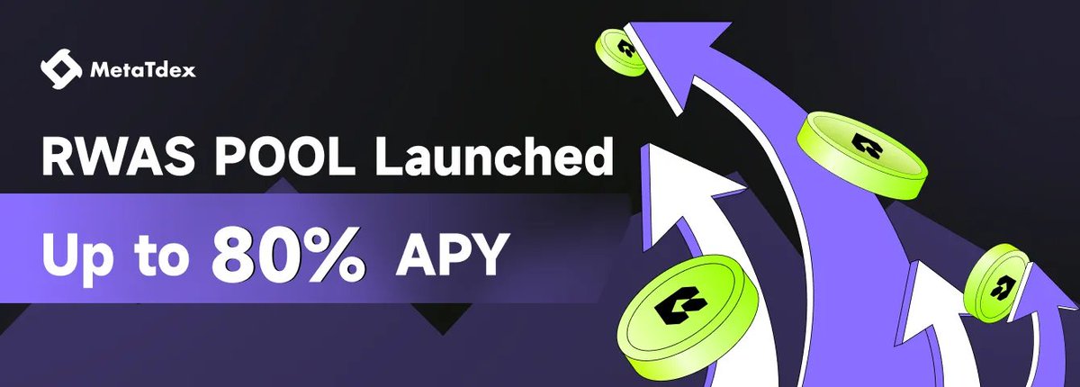 MetaTdex's tweet photo. 💥Announcement

#MetaTdex launched the RWAS Smart Pool today, which allows traders to deposit RWAS to get more RWAS returns and redeem the principal and interest upon maturity.

Read details👇
https://t.co/41Zqj8DRRK https://t.co/prbaaeWDgm