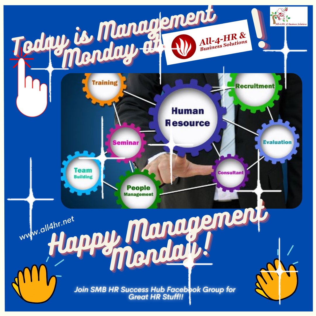 Today is Management Monday at All-4-HR & Business Solutions! Happy Management Monday!!! This month we are sharing info supporting National Stress Management Month. Follow us for Tips and Educational info and Humor 🤗 #ChangeManagement #all4hr