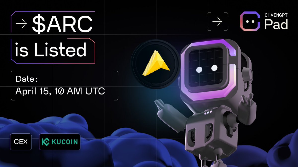 📣 @arcade2earn $ARC is now officially listed!

You can now trade $ARC directly against USDT on:

🔹 Kucoin: kucoin.com/trade/ARC-USDT

🔸Ticker: $ARC 
🔸Pair: ARC/USDT
🔸Listing Price: $0.12

Claim: pad.chaingpt.org/buy-token/74

CA: 0x2903Bd7dB50f300b0884f7a15904bAffc77f3eC7