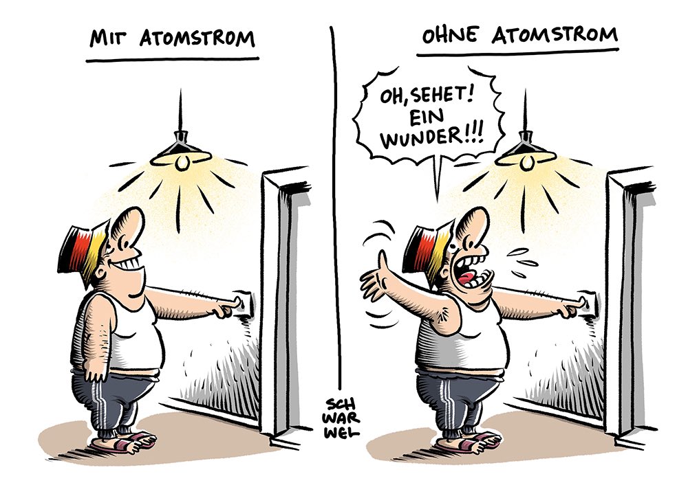 „Ein Jahr ohne Atomstrom:
Deutschland existiert noch“
#Atomkraft #Ausstieg #energiewende #schwarwel