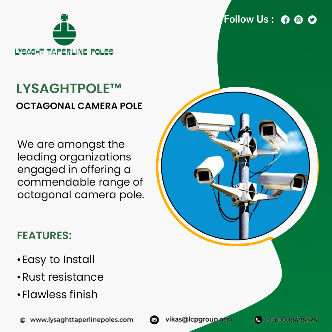 LTP octagonal camera poles provide versatility and are well-suited for a variety of security needs, including surveillance, tracking, and intrusion deterrence. 
Website: lysaghttaperlinepoles.com/traffic-light-…
#camerapole #octagonalcamerapole #camerapoles #streetpole #lysaghttaperlinepoles