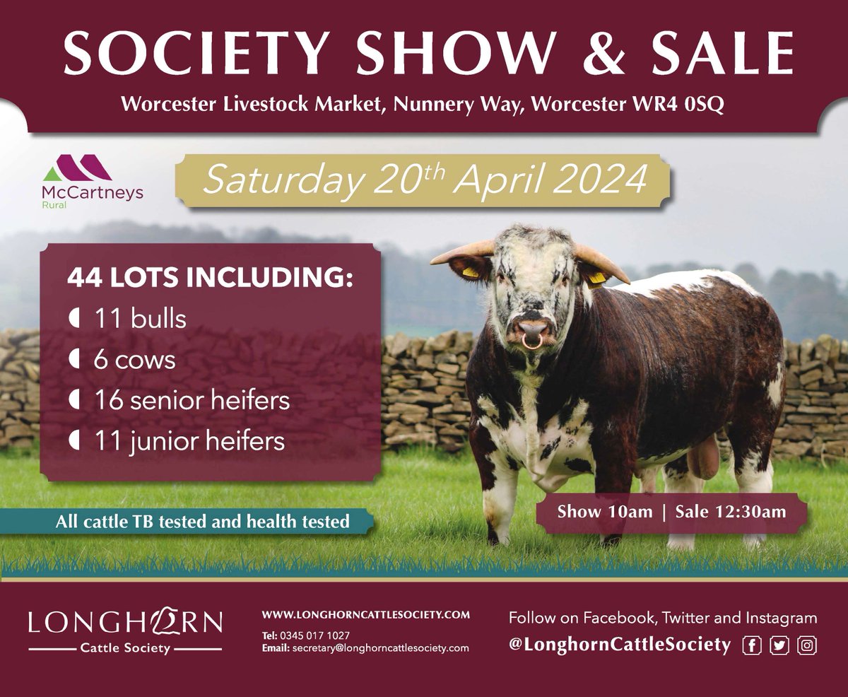 We're only a few days away from our Spring Show and Sale at @McCartneysLLP Worcester. The catalogue on the Society website. We'd love to see you there, but if you can't make it you can view and bid using @marteye1. Go to the website mccartneys.marteye.ie to register.