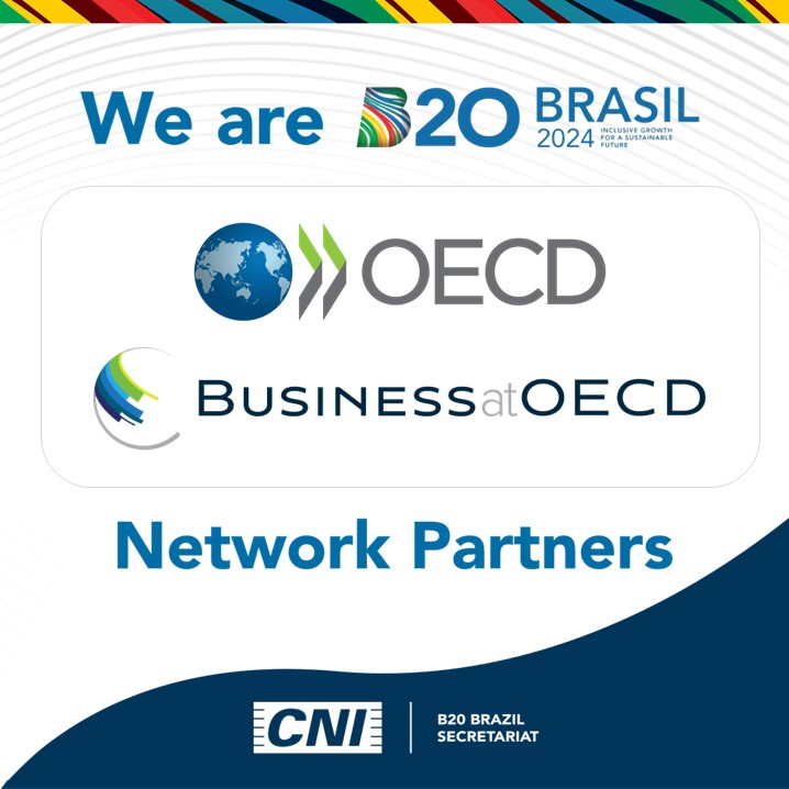 🤝 The @OECD & @BusinessatOECD have become Network Partners to the @b20 - the @g20org global business forum. 🌐BIAC looks forward to actively supporting our Brazilian Observer Organization, @CNI, to deliver strong business advice to the @G20. Our work ➡️ businessatoecd.org/g20-business-e…