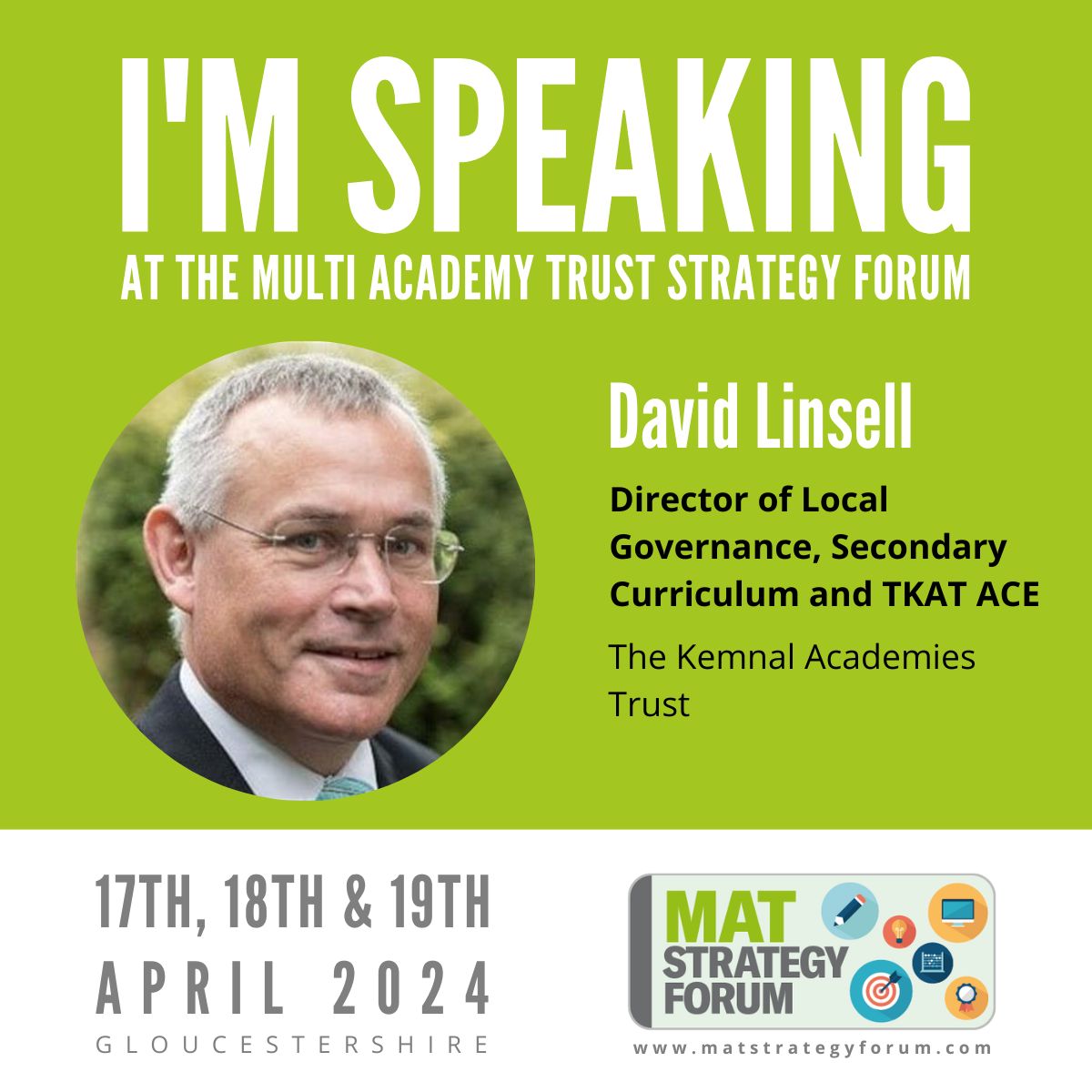 Our @TKATAcademies @TKATACE David Linsell is looking forward to speaking at the @MATStratForum on the 18th and 19th April.

To view further information on the forum and how to attend please visit: shorturl.at/kyLVY
#matstratforum #oneTKATfamily #TKATACE