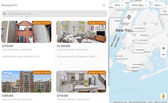 ImNanZhou's tweet photo. We have just released a Zillow-like real estate template! 😇 check it out at https://t.co/cjQ2b3vQf8 

#NoCode #saas #map #realestate #buildinpublic https://t.co/s0CQPynHP7