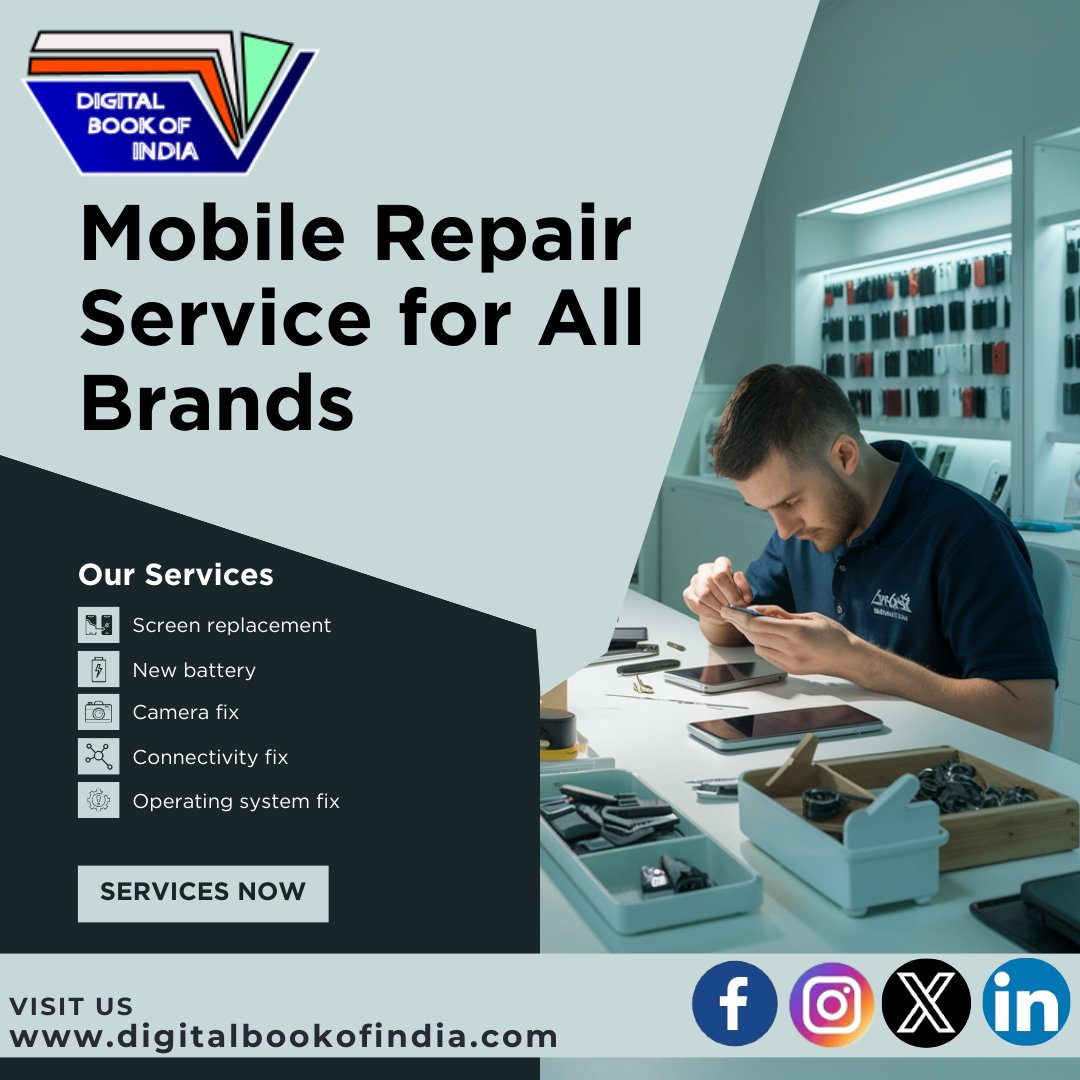 Expert Mobile Repair Service for All Brands: Fast & Reliable Fixes! #digitalbookofindia #MobileRepair #PhoneFix #DeviceRepair #TechSupport #SmartphoneRepair #AllBrandRepair #EmergencyRepair #ScreenReplacement #BatteryReplacement #FixMyPhone
