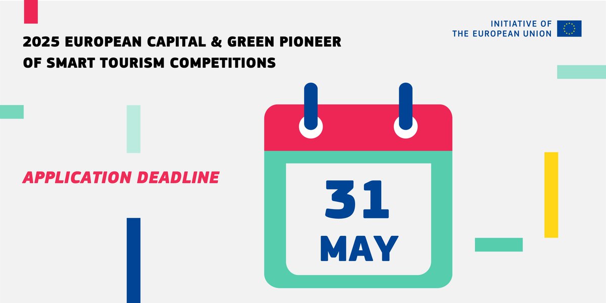 📣 Están abiertas las solicitudes para convertirse en #EUTourismCapital en 2025 🇪🇺

Muestra al mundo el espíritu #smart y #innovador  de tu ciudad 💡

🌱#EUGreenPioneer
💡#EUTourismCapital

🔗smart-tourism-capital.ec.europa.eu/index_en