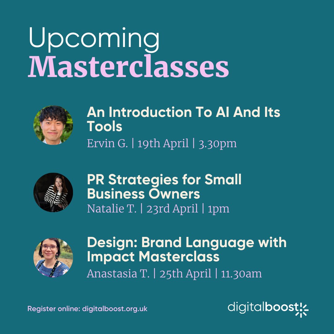 If you want to get confident with AI, learn how to use PR in your business strategy, or want to learn about inclusive language & branding, you're in the right place 💃 Register to save your spot for FREE at our upcoming Masterclasses here 👇 eu1.hubs.ly/H08vSZN0