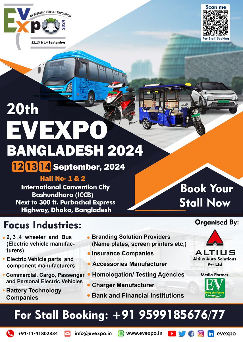 Hurry Up-Book Your Stall Now!
Contact us : 9599185676/77

Entry Free for Visitors
Registration Link - surl.li/qocct

#EVExpoDelhi2024 #ElectricVehicles #SustainableFuture #InnovationInMotion #CleanEnergyRevolution 🔋🚀 #EVExpo #EV