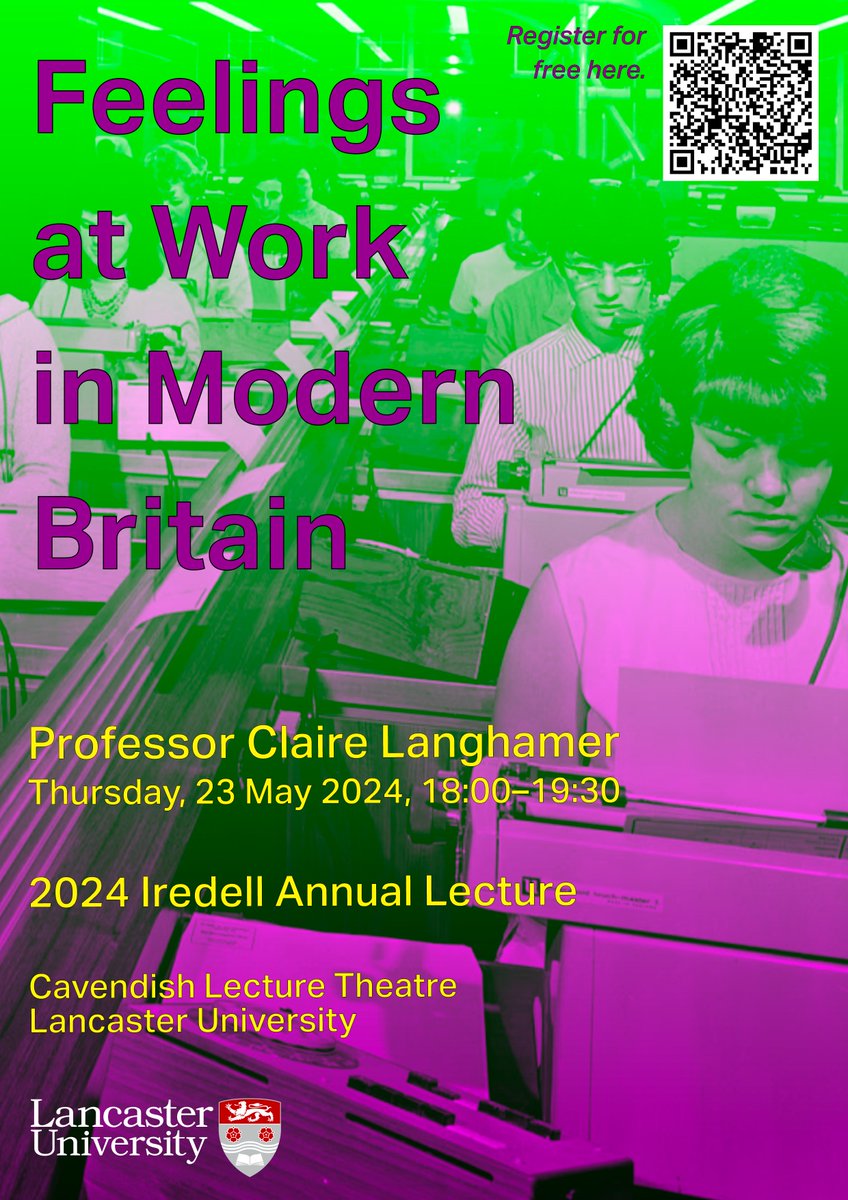 On Thursday May 23 the brilliant Claire Langhammer will talk work & feeling in 20th century Britain! Everybody has strong feelings about work, so we're excited to here Claire's thoughts about this crucial topic. The talk is free, but please regsiter here: tinyurl.com/2p9x77vy