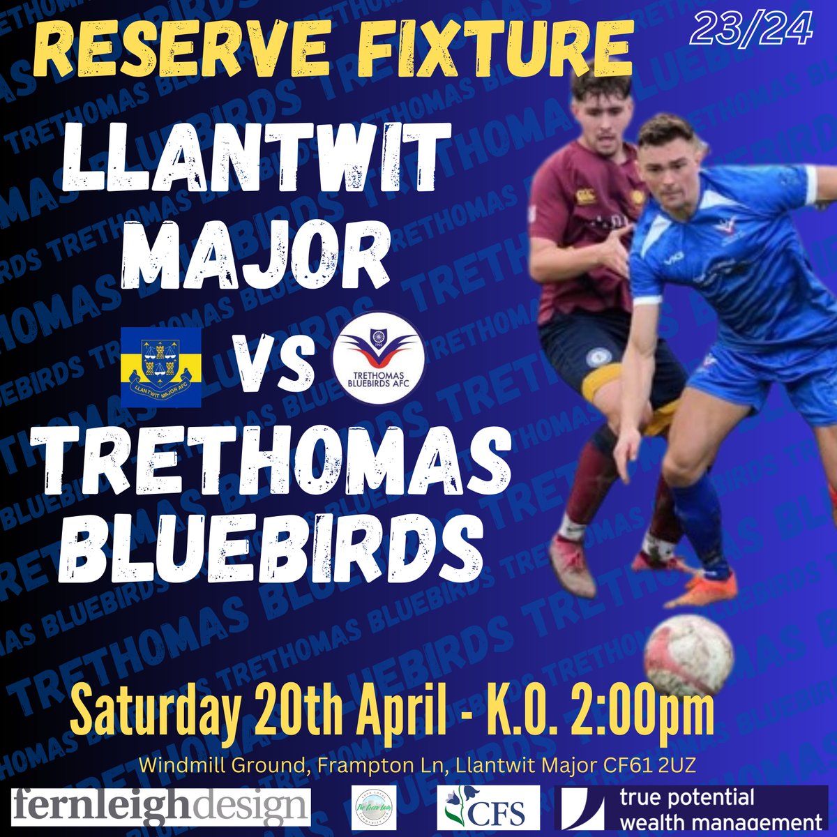 💙Reserve Team Fixture💙 With no game for the firsts this weekend you can still get your Bluebird fix as our reserves are away to @LlantwitMajorFC. Come and support the boys !! #UppaTre @FernleighDesign @TruePotential_ @CaerphillyFS wwww.greenladypubcaerphilly.co.uk