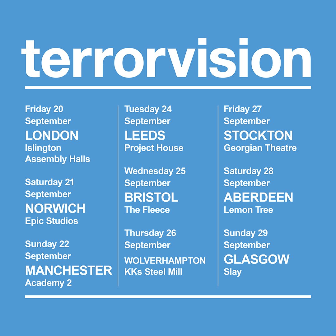 #ICYMI: WE ARE ON TOUR ⚡ 🤖 Pre-order WE ARE NOT ROBOTS via the Official Store for pre-sale access. ↳ store.terrorvisionofficial.com 🎟️ Pre-sale access starts this Wednesday, 10am BST + Tickets go on general sale from Friday, 10am BST.