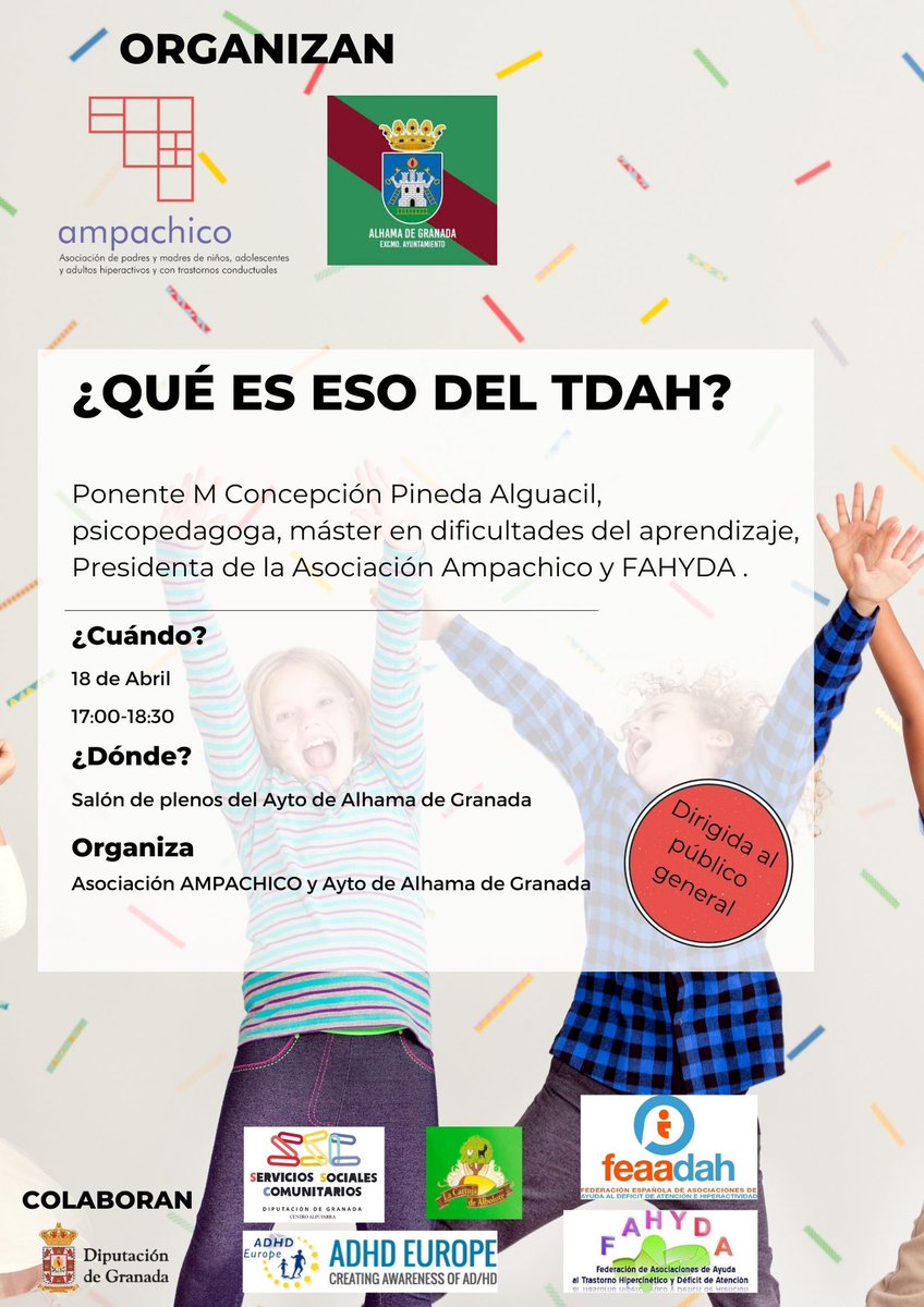 ampachico's tweet photo. El próximo día 18 nuestra presidenta dará una charla sobre Tdah en Alhama de Granada https://t.co/lrr6wYtoDE