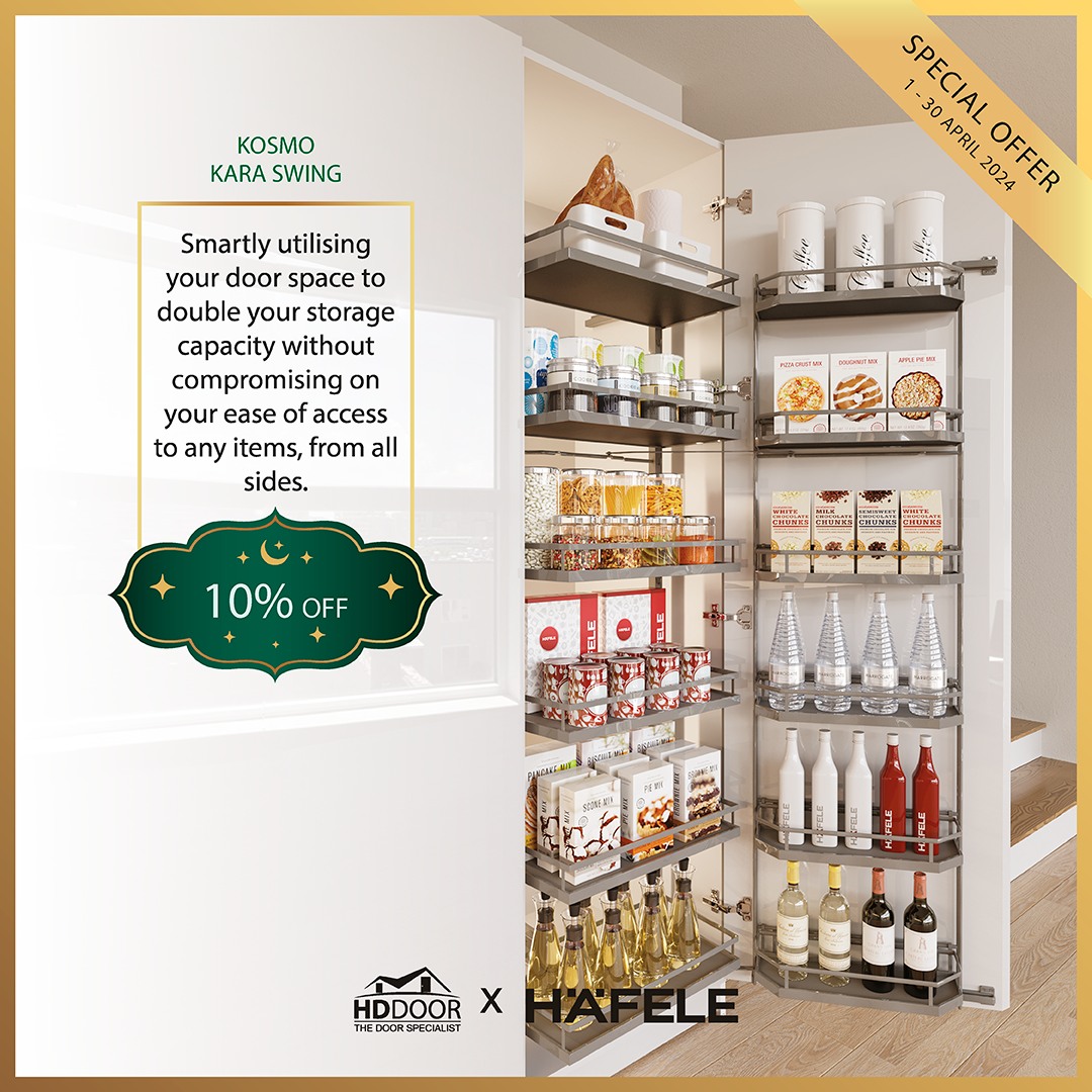 📷 Save Big this Hari Raya with 10% OFF on Hafele's Kosmo Kitchen Storage!
📷 Enjoy incredible cost savings with our Riang Ria Bundle Promotion, available until April 30th!
📷 Organize your kitchen with Hafele Kosmo and experience convenience for less!