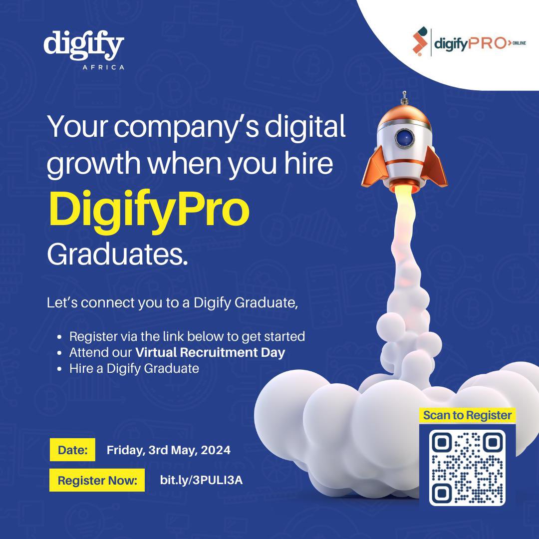 🌟 Harness the Potential of Expert Digital Skills! 🌟

Are you in need of proficient professionals to drive your company's digital evolution?

Your search ends here! At DigifyNG, our DigifyPro Graduates excel in Digital Marketing, Content Marketing, Data Analytics, and Paid