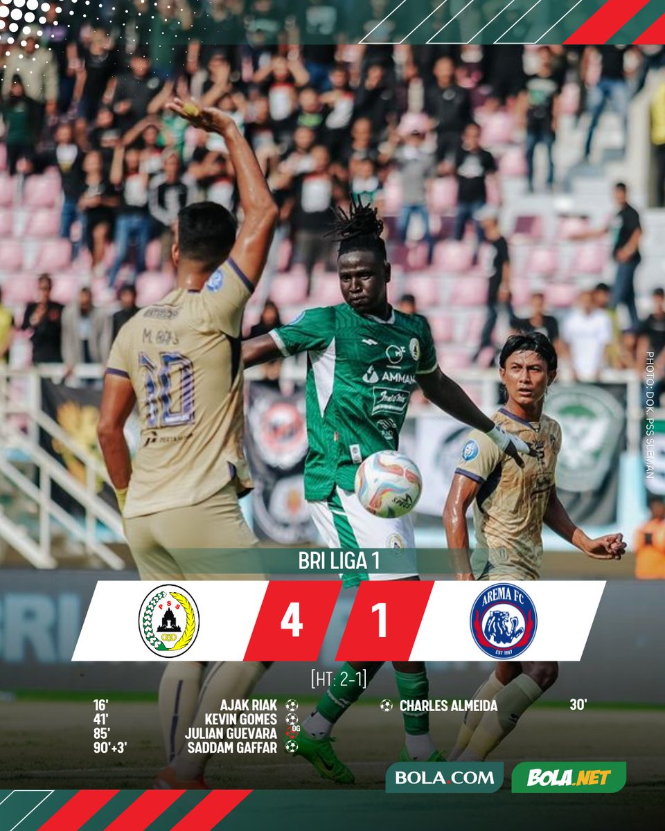 bolacomID's tweet photo. FT: Persita 3-3 Persib | Poss: 66%-34% | Shots on Target: 6-3 | Fouls: 11-13
FT: PSS 4-1 Arema | Poss: 54%-46% | Shots on Target: 5-2 | Fouls: 8-9
Komentar kalian untuk aksi kedua match sore ini?
#BolacomID #BLCENG #BRILiga1 https://t.co/L7rbxHOd3s