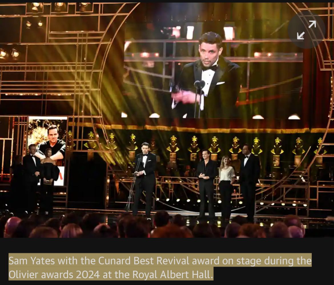 Huge congratulations to Sam Yates and Rosanna Vize (who directed and designed Incantata respectively at GIAF 2018) and all the creative team of Vanya which won the Olivier Award for Best Revival last night in London. @SamYates2020 @OlivierAwards #OliviersAwards2024