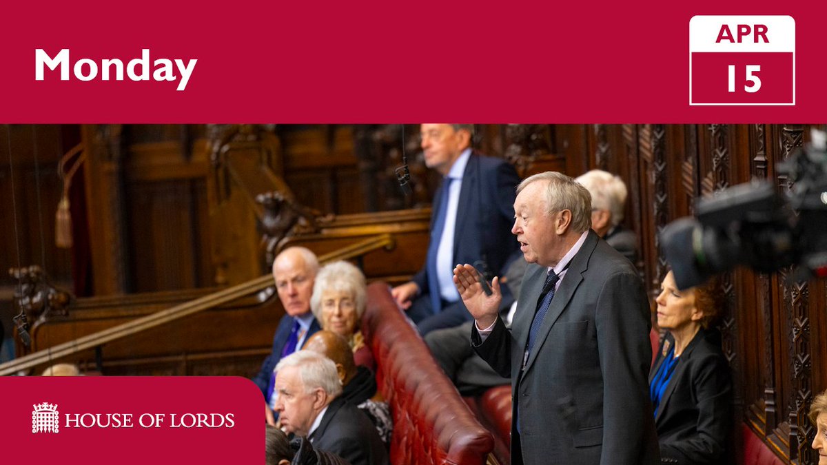 🕝 #HouseOfLords from 2.30pm includes:

🟥 #PortTalbot steel works
🟥  #SEND training
🟥 #LitigationFundingBill
🟥 #DataProtectionBill

➡️See full schedule and watch online at the link in our bio