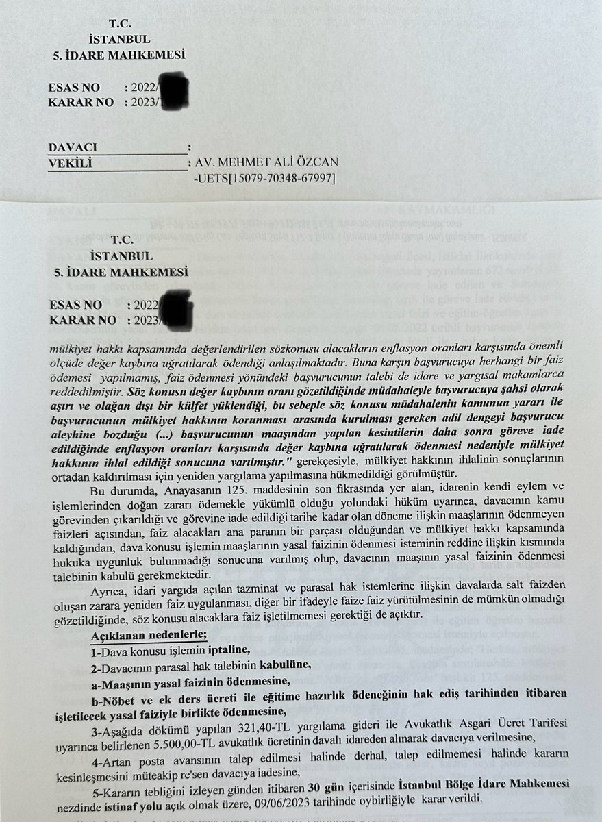 avmaliozcan's tweet photo. Komisyon kararı ile göreve iade edilen müvekkil için açılan davada ,talep edilen mali hakları tam olacak şekilde kabul edilmiştir. Davaların titizlikle yürütülmesi ve taleplerin doğru şekilde yapılması önem taşımaktadır. https://t.co/5stZcnYEG9