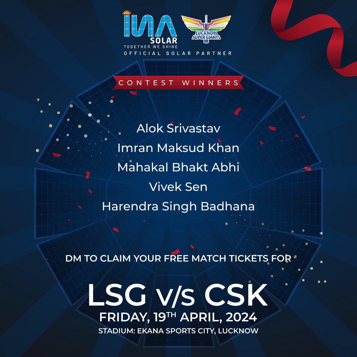 INA Solar congratulates our lucky ticket winners.
Thank you to everyone who participated.
Stay tuned for more chances to win tickets and join us in celebrating cricket in style!'
.
.
.
.
#INASolar #winnersannouncement #winners #contestwinner #contestgiveaway #ipl2024 #ipl24