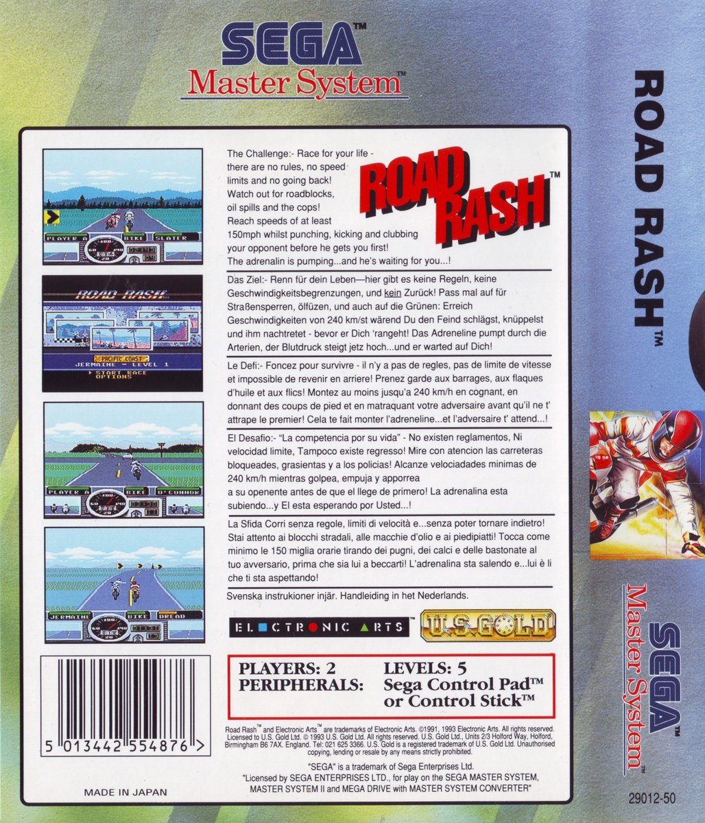 ROAD RASH: In 1994 Sega gamers took part in a series of street races in California. An excellent Master System port of the legendary 1991 Mega Drive/Genesis racing game this also came to other formats, did you ever knock an opponent of their bike? #retrogaming #Sega #90s #gaming