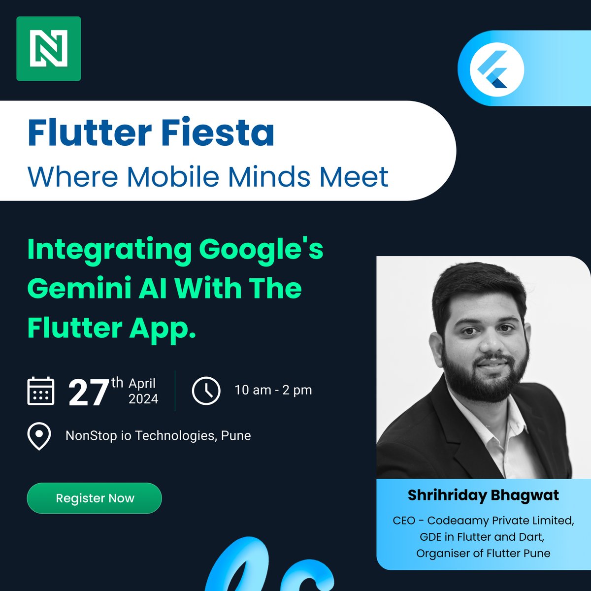 shreebhagwat94's tweet image. Excited for my talk - Integrating Googe's Gemini AI with Flutter App. on 27th April @NonStopio .
Please register and RSVP now. Great line of speakers
@codeaamy @FlutterDev #flutter
meetup.com/flutter-expert…
