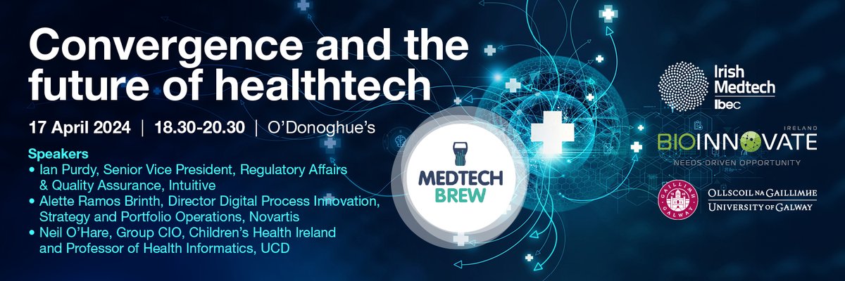 Last Chance to Register for Irish Medtech & @BioInnovate_Ire's first #MedtechBrew of 2024 on “Convergence and the future of healthtech”, 17 April, Dublin
Book here: ibec.ie/connect-and-le…