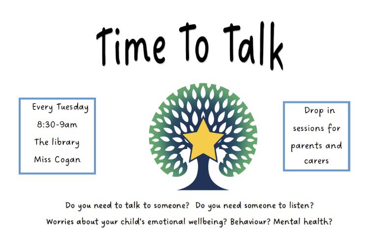 Our weekly Time to Talk drop in sessions for parents and carers begin tomorrow. Whether you have a worry, need support or just need to be listened to. We’re here for you @AbbeyMead_TMET #goodtotalk #nameittotameit