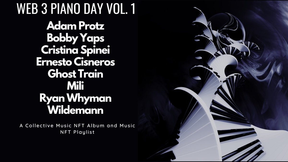 ☀️An early GM Last year, we dropped a Music NFT Album with 8 incredible Piano composers Web 3 Piano Day Vol. 1 🎹 The platform stopped supporting playlists But I'm happy to announce it's back online, hosted by us Listen to album via link in thread👇 Vol. 2 news coming soon