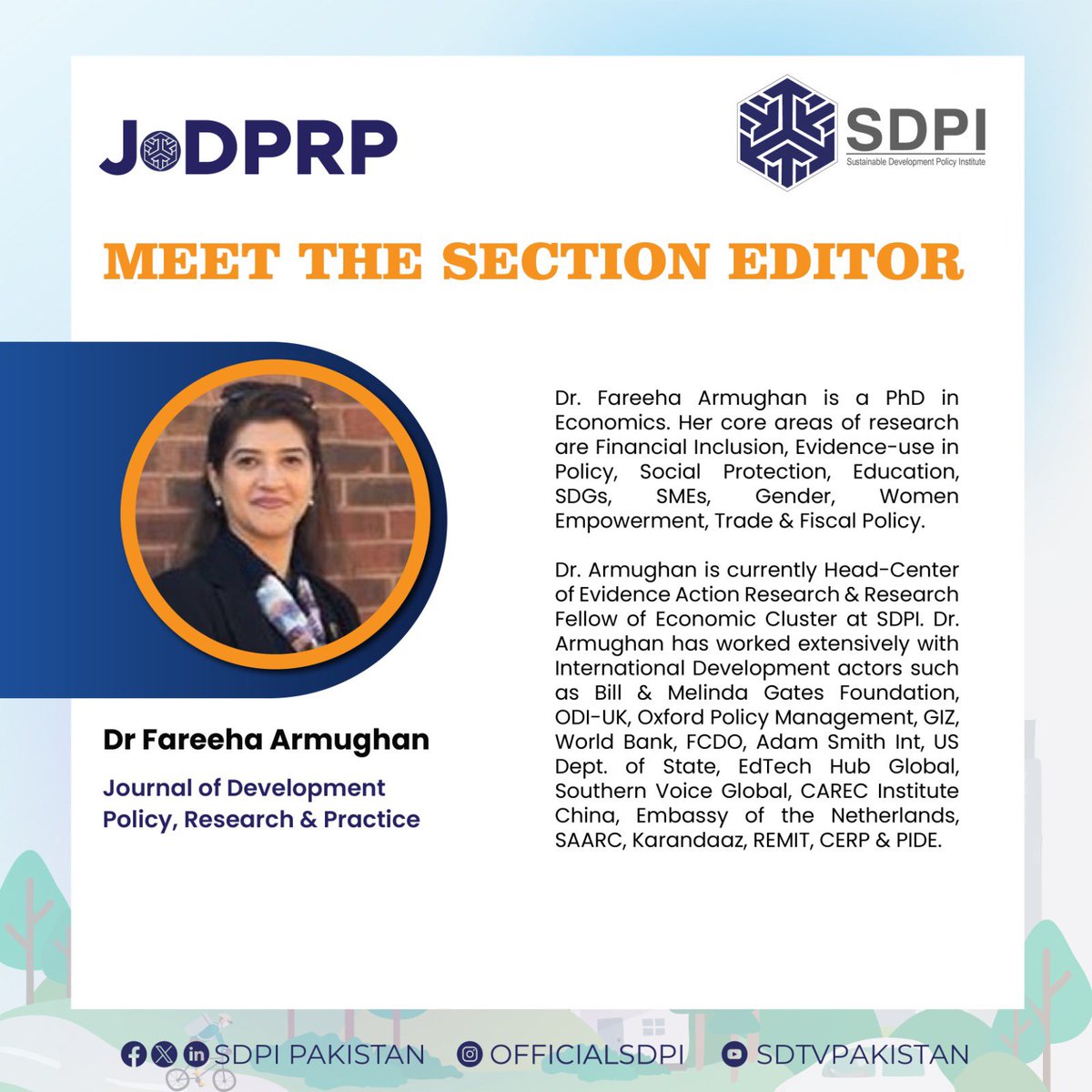 Meet the Section Editor, Dr Fareeha Armughan (@ArmughanFareeha) Journal of Development Policy, Research & Practice (JoDPRP) For details about the journal, please contact jodprp@sdpi.org or visit journals.sdpipk.org/index.php/JoDP…