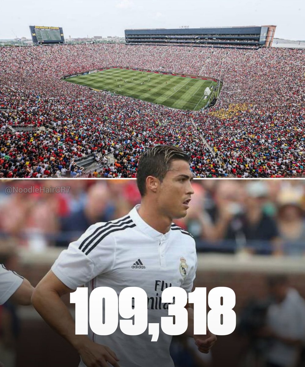 NoodleHairCR7's tweet photo. Cristiano Ronaldo still holds the record for the biggest attendance for a football game in US 🐐🔥 https://t.co/6RXm7FZATY