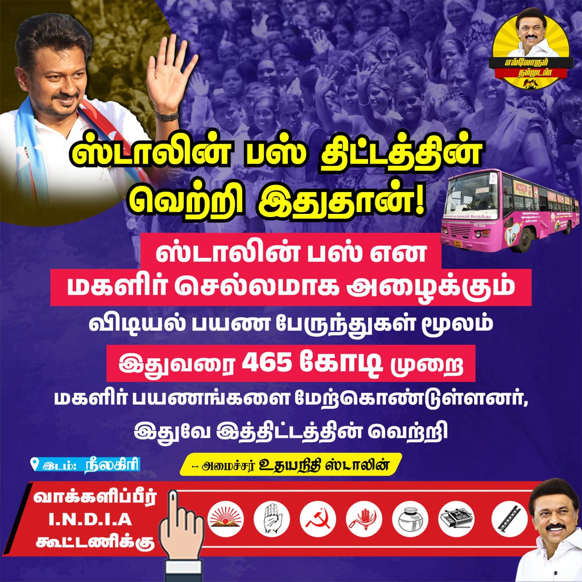 மகளிர் செல்லமாக அழைக்கும் ஸ்டாலின் பஸ்!

 மகளிர் போற்றும் திராவிட நாயகன்!🖤❤️

#Vote4INDIA #DMK #MKStalin #UdhayanithiStalin #thamoanbarasan #MLAvaralakshmi #Vote4DMK #Vote4Selvam