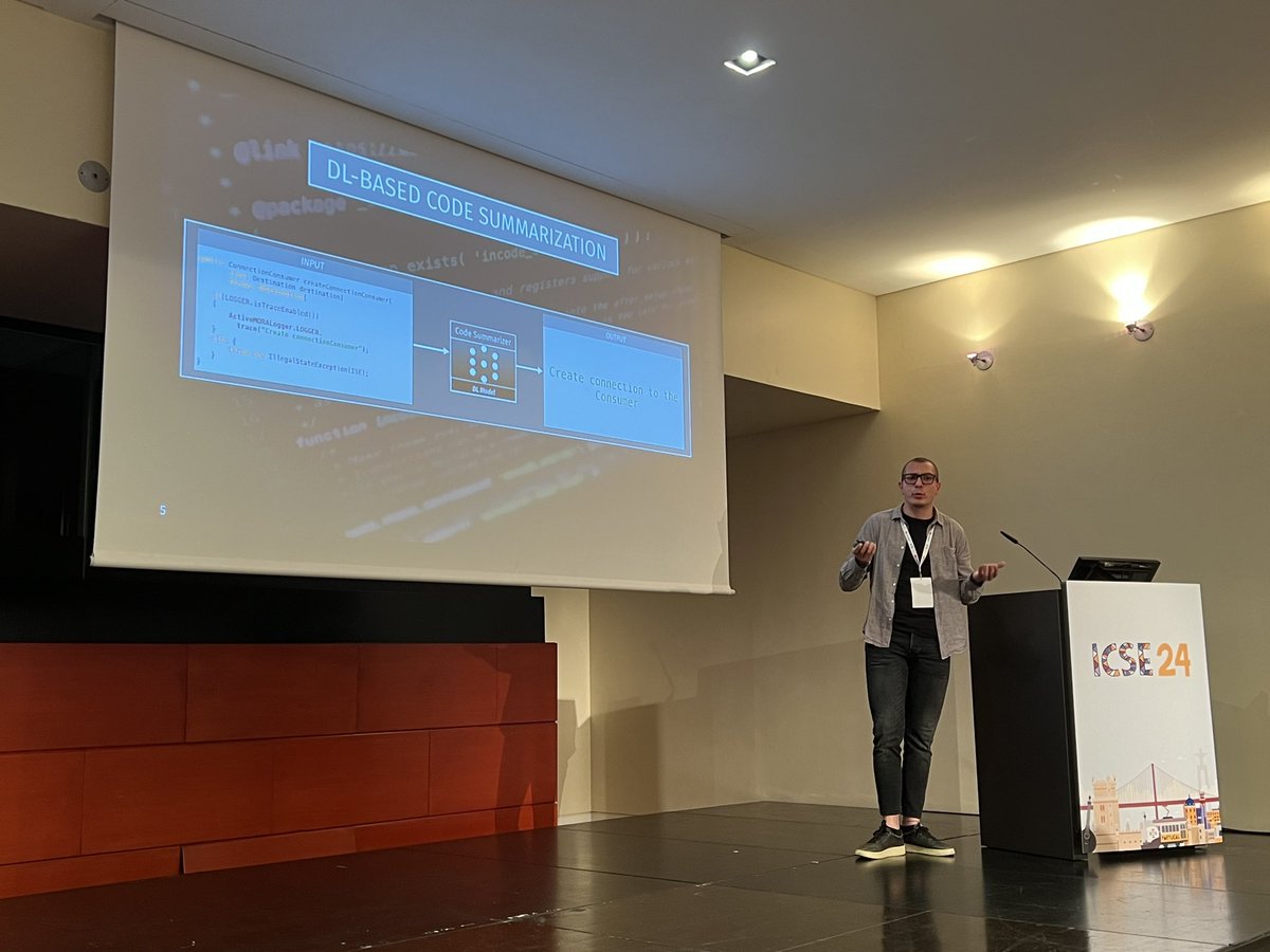 Olga Baysal (she/her) (@olgabaysal) on Twitter photo <a href="/AntonioMastro2/">Antonio Mastropaolo</a> presenting their work on summarizing code snippets using pre-trained transformers #icpc2024 #icse2024 <a href="/AntonioMastro2/">Antonio Mastropaolo</a> presenting their work on summarizing code snippets using pre-trained transformers #icpc2024 #icse2024