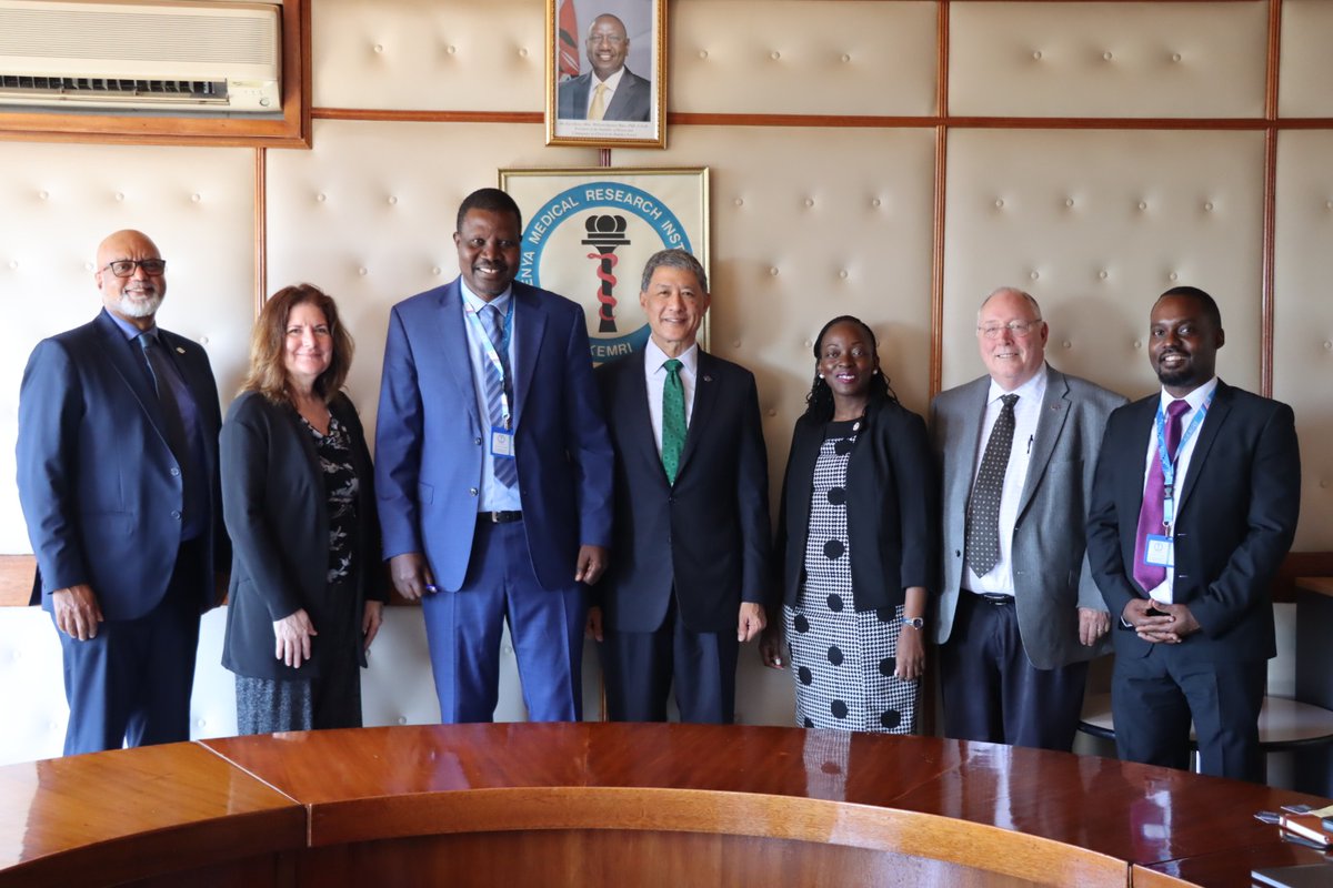 A delegation from @HJFMRIorg led by the president Dr. Joseph Caravalho paid a courtesy call to the Ag. DG, Prof. Elijah Songok and discussed further areas of partnership in capacity building, clinical trials, vaccine development, and dissemination of research outputs