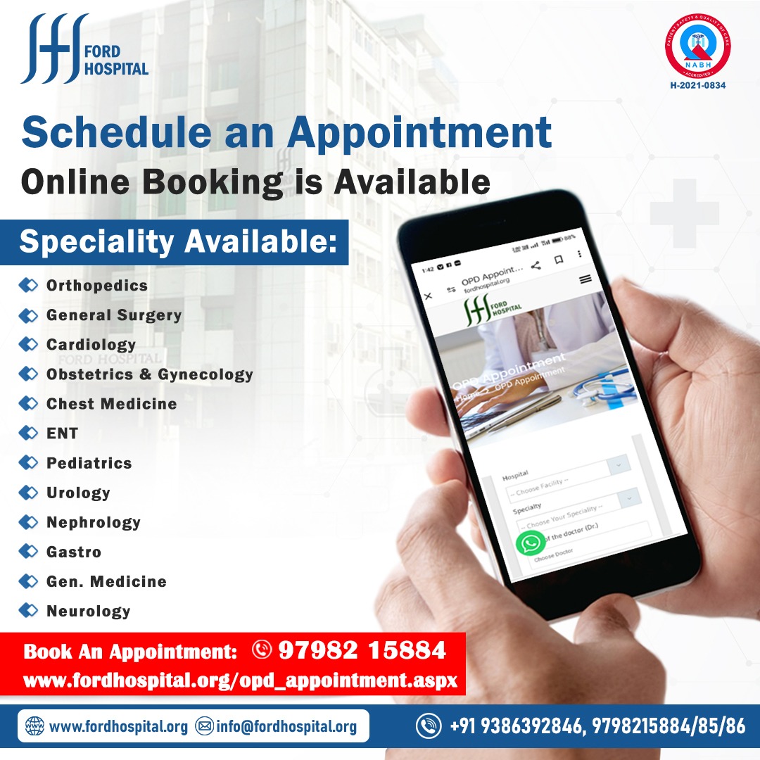 Schedule an appointment with ease through our online booking system.
#OnlineBooking #bookyourappointment

fordhospital.org/opd_appointmen…
Call us at +91 97982 15884 to prioritize your well-being. 

#Besthospitalinpatna #multispecilities #Fordhospital #Khemnichak #Patna #Bihar