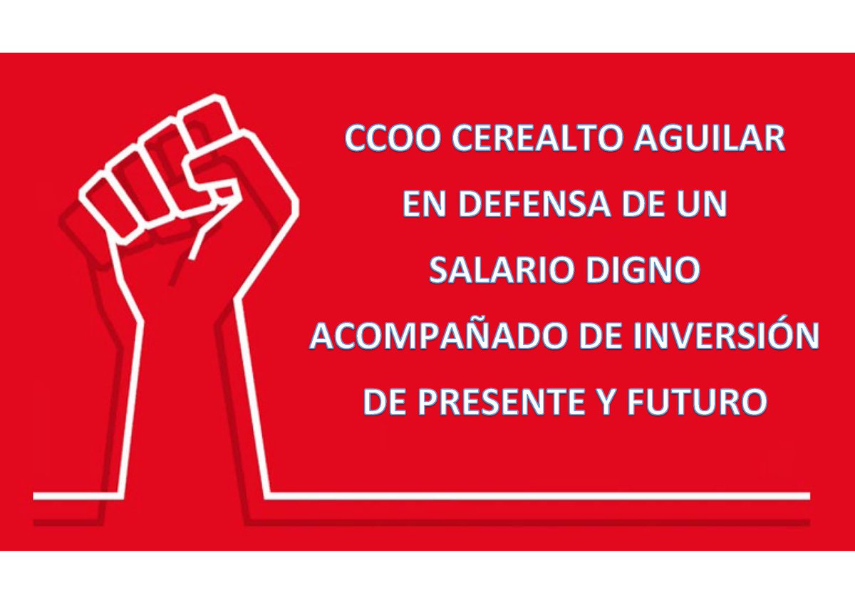 CCOO junto a la plantilla de Cerealto Aguilar se concentra por un salario digno acompañado de inversión de presente y futuro. Reivindicando recuperar el poder adquisitivo perdido, ahora que la empresa obtiene amplios beneficios. industria.ccoo.es/noticia:691046…