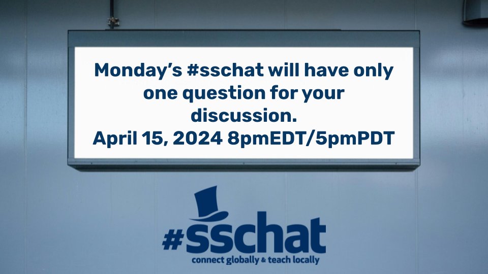 Please join #sschat today for a chat focusing on one question. The question will be dropped at 8pmEDT/5pmPDT but feel free to discuss it beyond our hour.