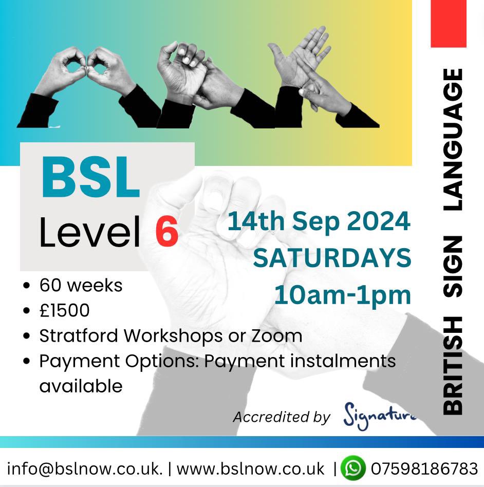 Please, contact us if you have any doubts and we will be happy to reply to your queries
info@bslnow.co.uk
Mob: 07598186783 (text only please).
#bslcourses #BSL #Bslcommunication #britishsignlanguage #signlanguage #learnsignlanguage #bslcourses
#deaf
#learnlanguagesonline
