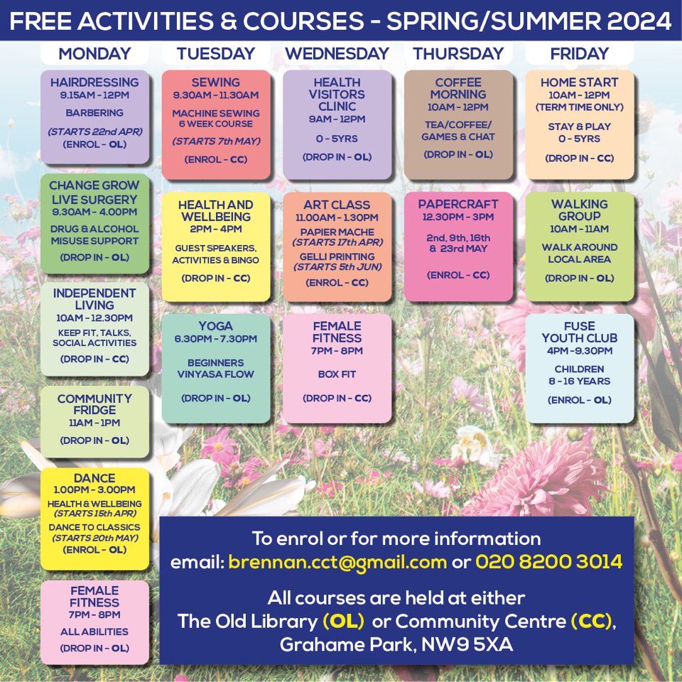 Spring & Summer Activities now out @NCRA_NW9 @GPEResidents @GrahamePkStrand @BarnetLibraries @BEHMHTNHS @AidColindale @BarnetFedGPs @silkstreamers @Heybournepark @Community_TBG