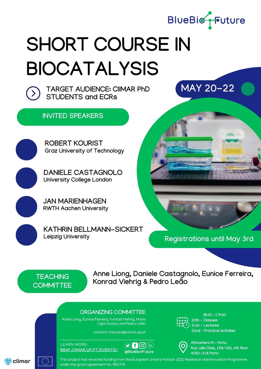BlueBio4Future (@bluebio4future) on Twitter photo 🌿 Dive into the world of biocatalysis! Join us for a <a href="/BlueBio4Future/">BlueBio4Future</a> three-day training session from May 20th to 22nd, 2024.
Discover the latest advancements and interact with research experts.
🧑🔬Apply now: bb4f.ciimar.up.pt/short-course-i…
#Biocatalysis
<a href="/REA_research/">European Research Executive Agency</a> <a href="/CiimarUp/">CIIMAR-UP</a> 🌿 Dive into the world of biocatalysis! Join us for a <a href="/BlueBio4Future/">BlueBio4Future</a> three-day training session from May 20th to 22nd, 2024.
Discover the latest advancements and interact with research experts.
🧑🔬Apply now: bb4f.ciimar.up.pt/short-course-i…
#Biocatalysis
<a href="/REA_research/">European Research Executive Agency</a> <a href="/CiimarUp/">CIIMAR-UP</a>