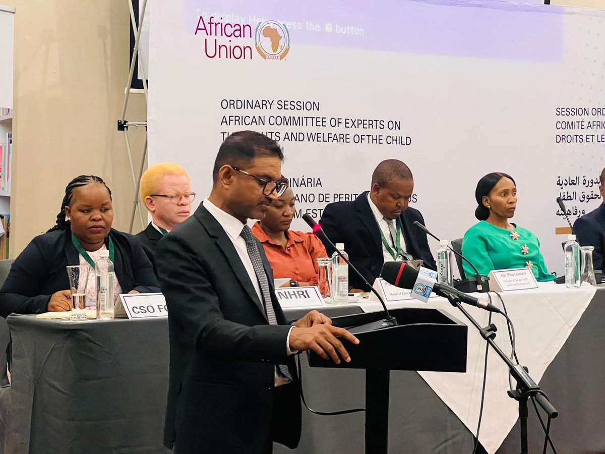 In his remarks the @UNLesotho RC a.i @DeepakBhas called for urgent progress in addressing challenges faced by children with albinism, children on the move & the education crisis, as millions of African children face barriers to learning. #ACERWC