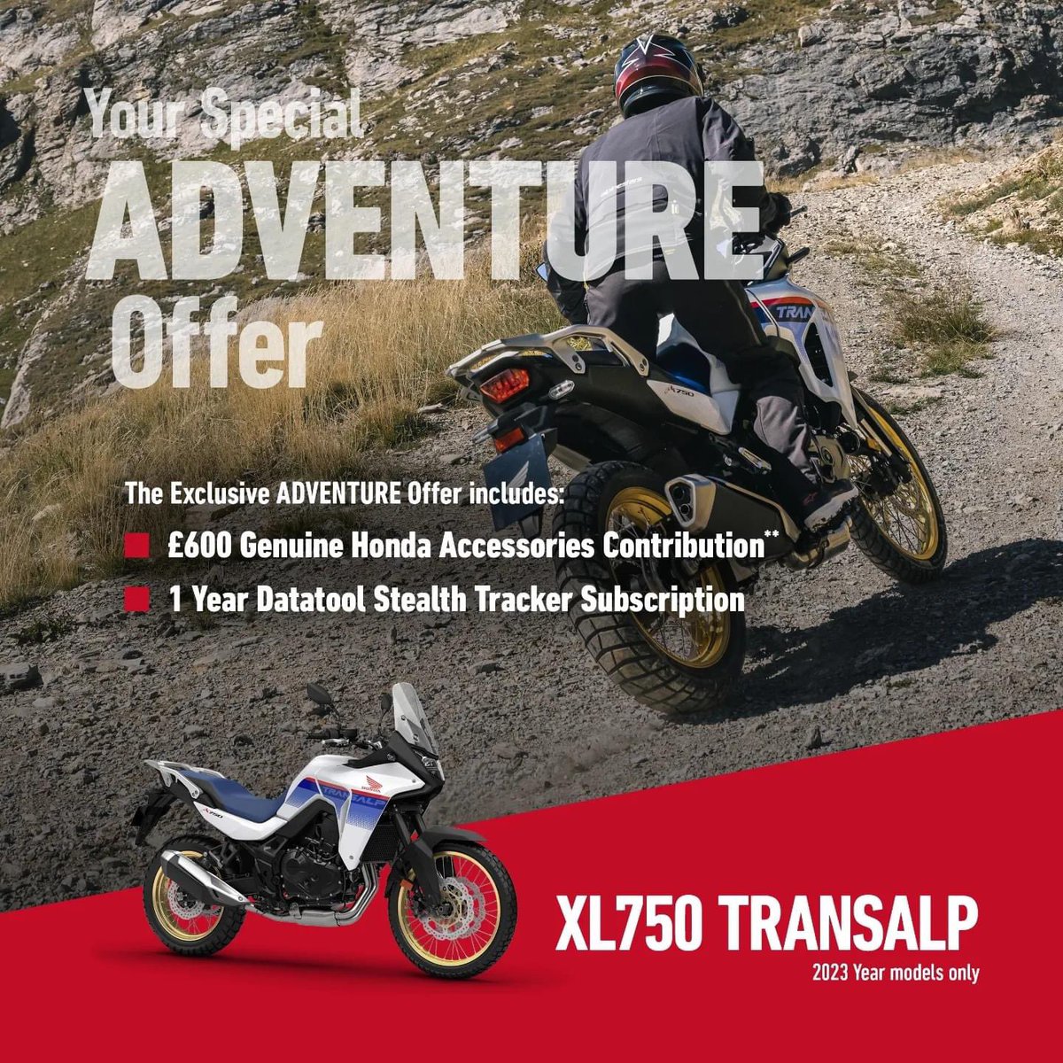 Honda’s brand new #Transalp is the latest addition to their model lineup. It was launched last year to a an audience who had high hopes! Boy did Honda deliver. We now have stock available in all 3 colours and are offering £600 to spend on accessories with each one #WeAreBikers