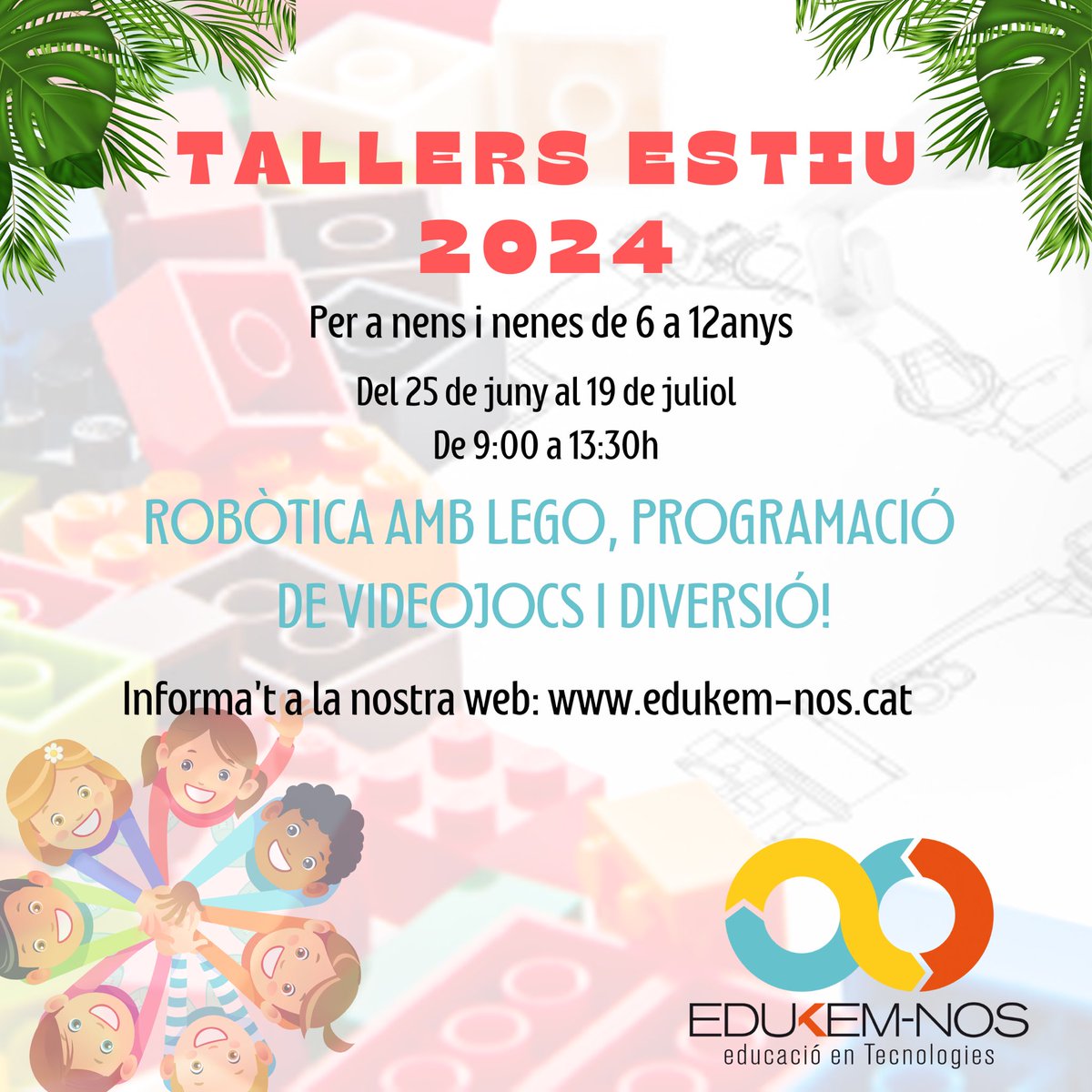 Ha començat la calor i nosaltres obrim inscripcions pels tallers d’estiu, a Vilassar de Mar!! Del 25 de juny al 19 de juliol.

Fins el dia 2 de maig, descomptes! 

#robòtica #programació #edukemnos #casalestiu #tallersestiu #activitatsestiu #lleureeducatiu #maresme #vilassardemar
