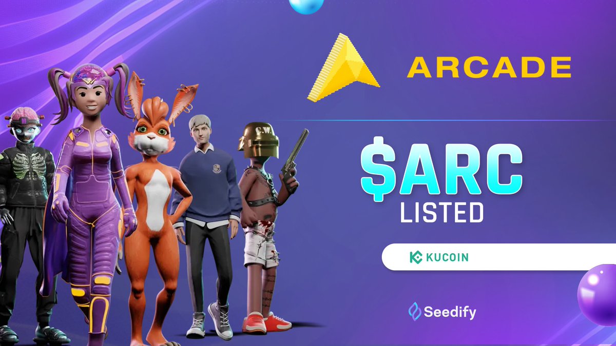 A new chapter is open 📖

<a href="/arcade2earn/">Arcade | $ARC 🕹️</a> token is listed at <a href="/kucoincom/">KuCoin</a>

All IDO participants can claim their $ARC from 10 am UTC on our website 😊

🔗Chain: Ethereum
💲Symbol: $ARC
🔟Decimals: 18
🔢Contract: 0x2903Bd7dB50f300b0884f7a15904bAffc77f3eC7
🔐 Vesting: 100% TGE
