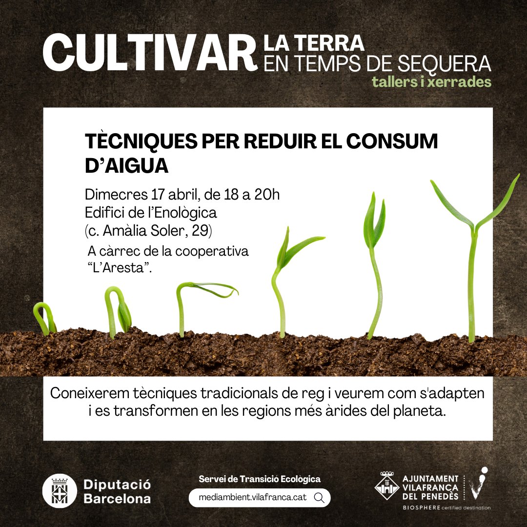 Us esperem dimecres 17 d'abril a les 18h on parlarem de diferents tècniques per a reduir el consum d'aigua en els nostres cultius. #ArestaEducació #horticultura #educacióambiental #mediambient