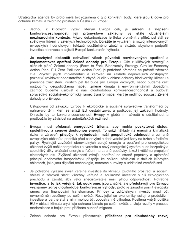 Co nesmí chybět ve Strategické agendě 🇪🇺 2024-29 podle @AMO_cz, @GreenpeaceCzech a dalších:

Přeměna #FarmToFork, #BiodiversityStrategy, #CircularEconomy a #EUZeroPollution na právně závazné cíle a zvýšení veřejných investic na ochranu klimatu. ⤵️

1url.cz/2uADR